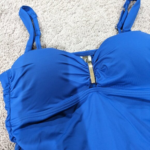 Tommy Bahama Tankini Top Vivid Blue Size M with Gold detail - Picture 2 of 6